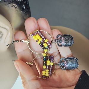 Scarab Beetle Charms Earrings